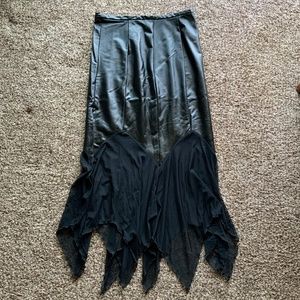 Shrine of Hollywood Black Faux Leather Handkerchief Hem Skirt Sz L